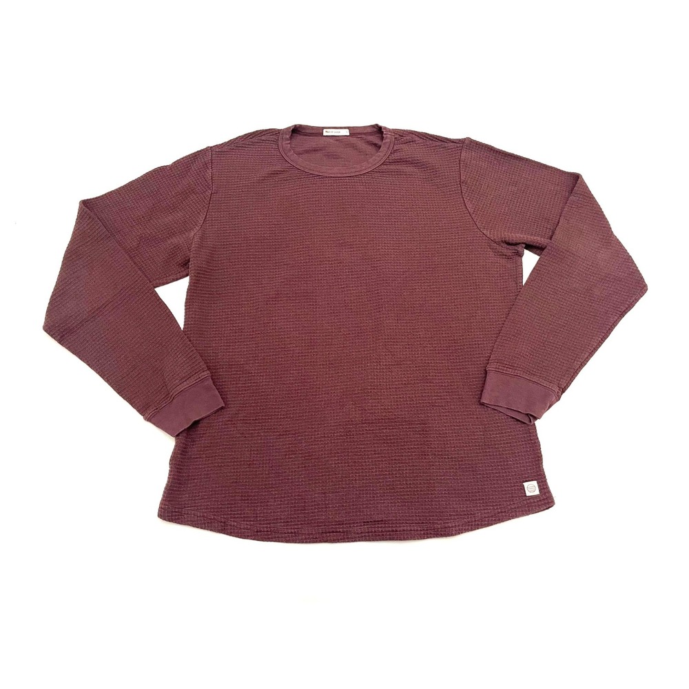 Marine Layer Waffle Knit Thermal Long Sleeve T Shirt Large Burgundy Made in USA
